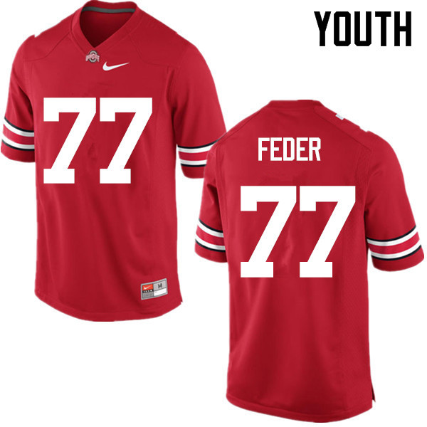 Ohio State Buckeyes Kevin Feder Youth #77 Red Game Stitched College Football Jersey